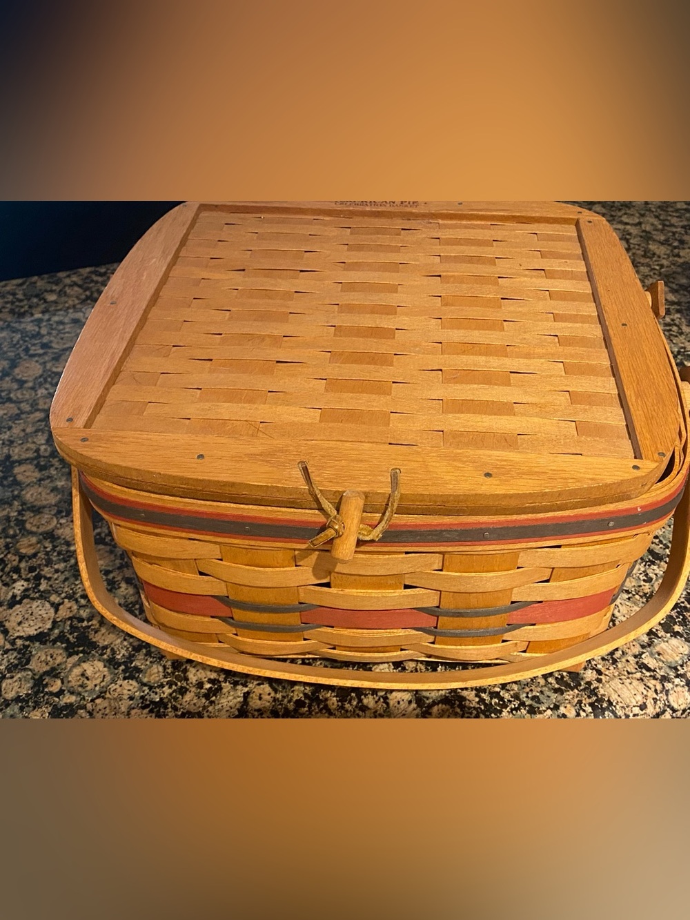 Longaberger Crisco America Pie Basket with riser 1991 Vintage